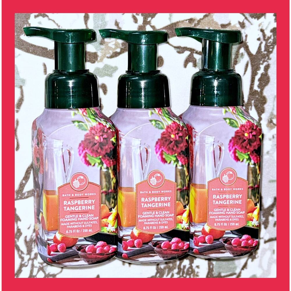Bath & Body Works Raspberry Tangerine 8.75oz Gentle Clean Foaming Hand Soap x3